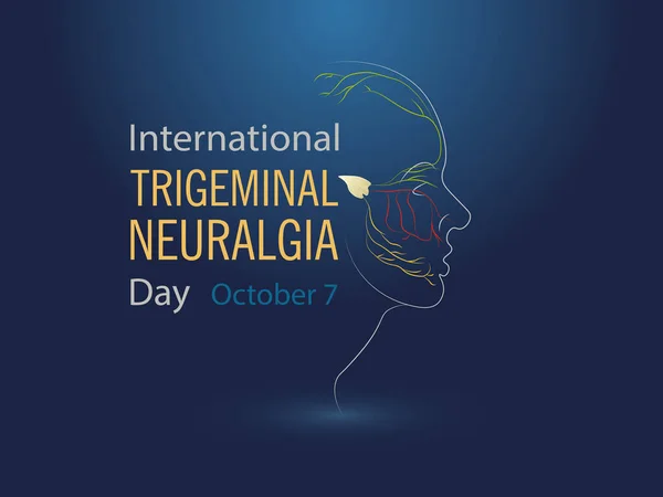 Mezinárodní Trigeminal Neuralgia Day October Profil Obličeje Nervovými Větvemi Různých — Stockový vektor