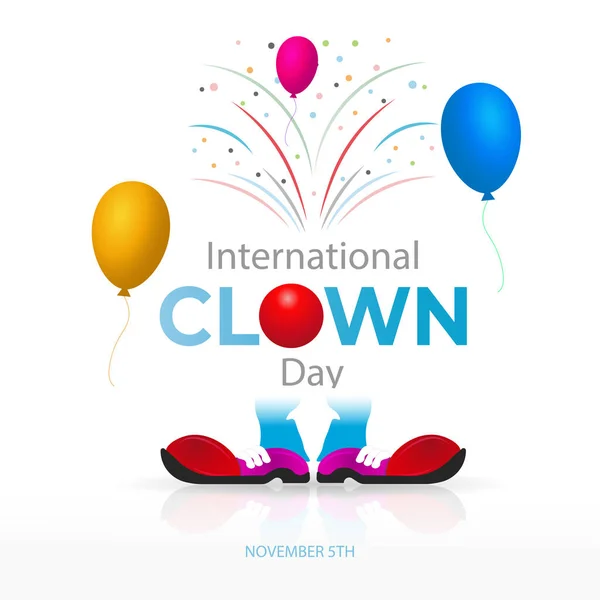 International Clown Day Colorful Chaussures Ballons Confettis Sur Fond Blanc — Image vectorielle