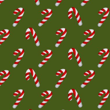 Yeşil arka planda tatlı resmi olan bir Noel. Vektör illüstrasyonu
