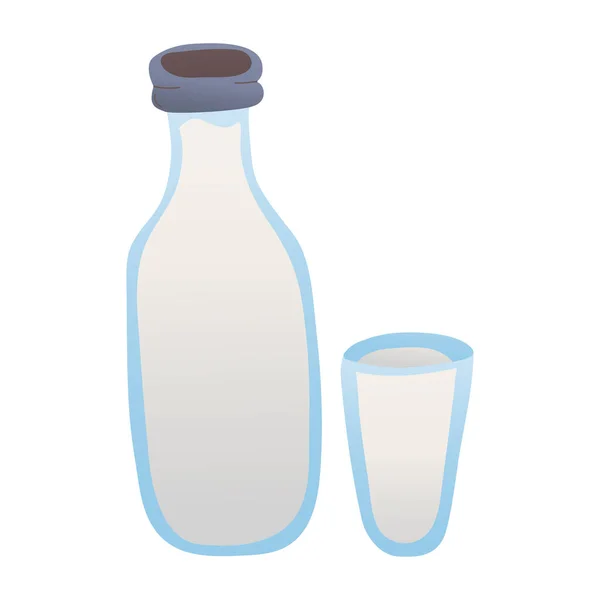 Εικόνα Ενός Μπουκαλιού Γάλακτος Και Ενός Ποτηριού Για Περιοδικά Βιβλία — Διανυσματικό Αρχείο