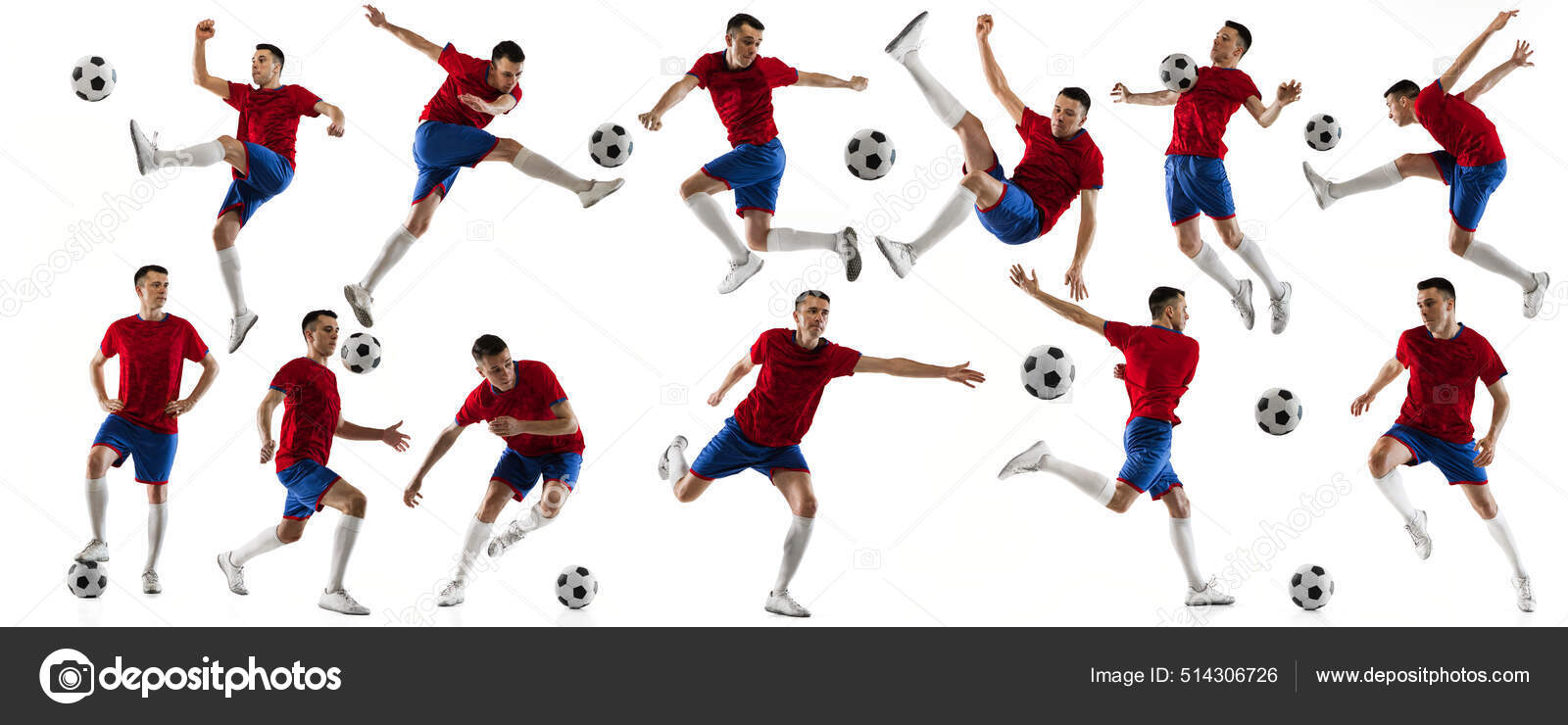 Retrato Do Homem Novo, Jogador De Futebol Em Movimento