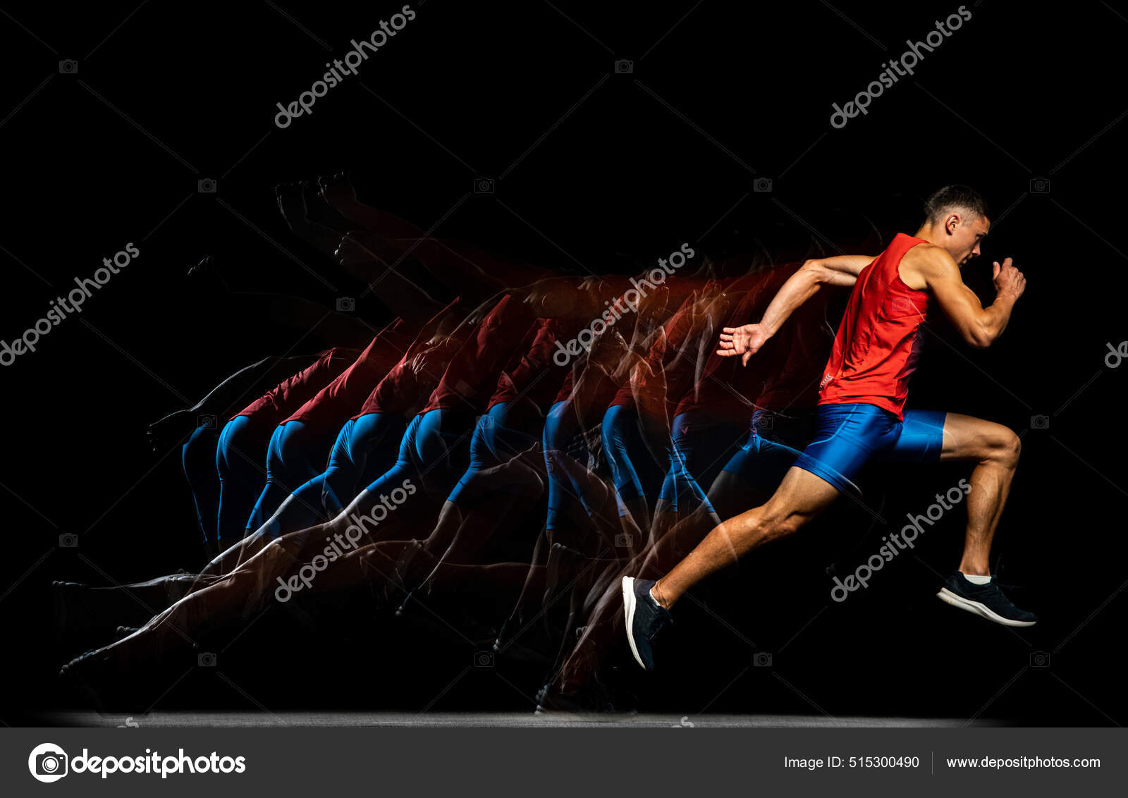 Fulllength portrait of young male athlete, professional runner in