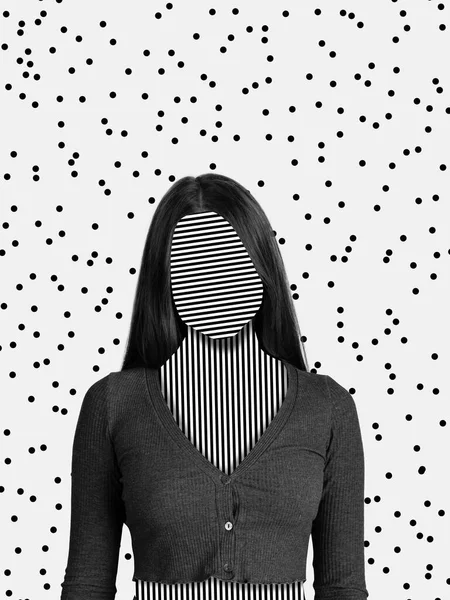 Collage d'arte contemporanea di ragazza con parte senza volto isolata su sfondo bianco — Foto Stock