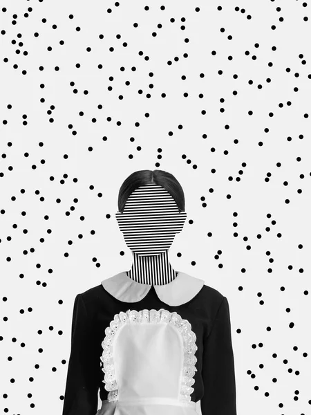 Diseño creativo de chica, criada con espacio en blanco para la cara, sin rostro aislado sobre fondo blanco — Foto de Stock