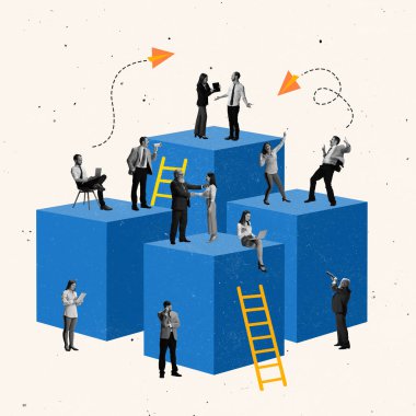 Çalışanların kişisel gelişimini, şirket başarısını ve gelişimini gösteren yaratıcı iş tasarımı