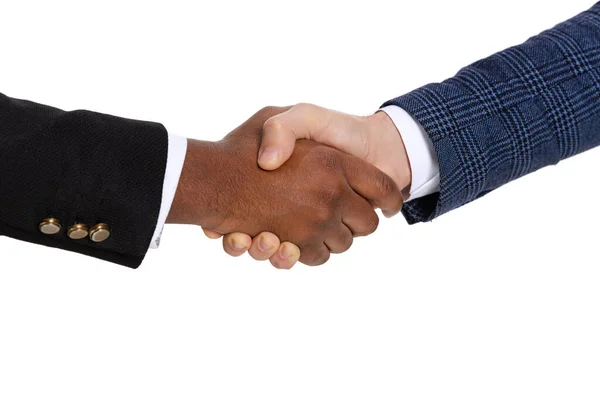 Close-up image of two shaking hands symbolizing successful buiness deal — Fotografia de Stock