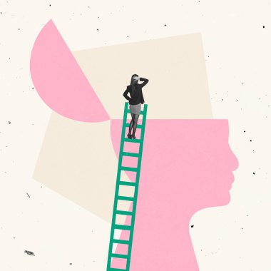 Yaratıcı tasarım. Merdivenlerden yukarı çıkmak profesyonel büyümeyi sembolize ediyor.