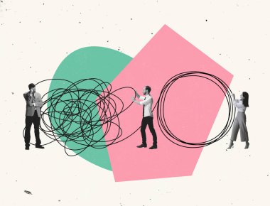 Yaratıcı tasarım. İş adamları ve çalışanlar, iş arkadaşlarının sorunları çözmesine yardım ediyor