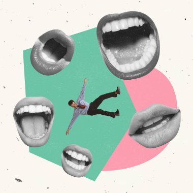 Yaratıcı tasarım. Etrafı güvelerle çevrili bir iş adamı düşünce çeşitliliğini simgeliyor.