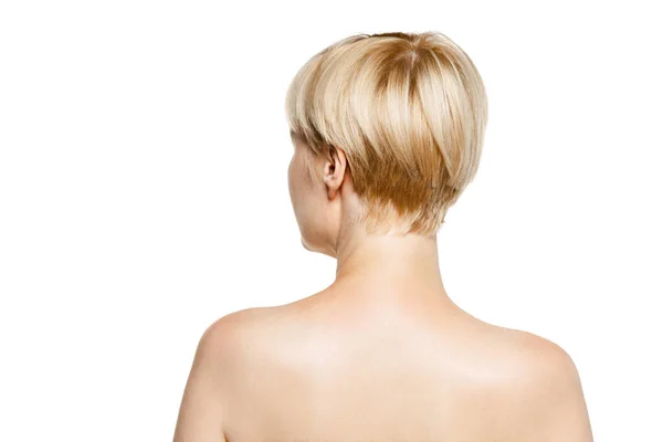 Image Female Back Isolated White Studio Background Medical Massage Treatment — Foto Stock