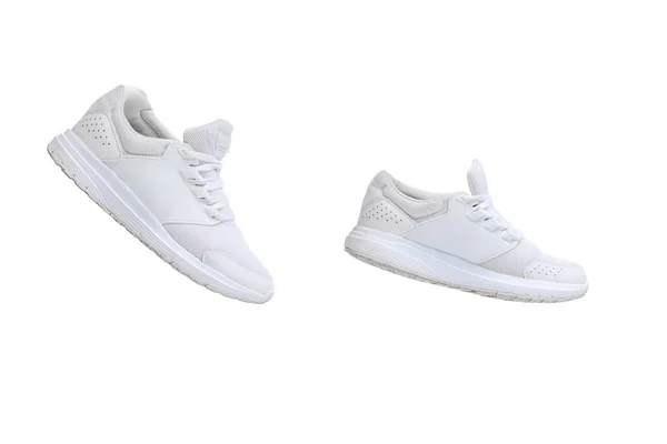 Casual Stylish White Sneakers Isolated White Studio Background Comfortable Footwear — Φωτογραφία Αρχείου