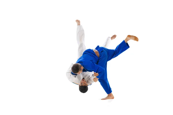 One Arm Shoulder Throw Studio Shot Two Men Professional Judo — Foto de Stock