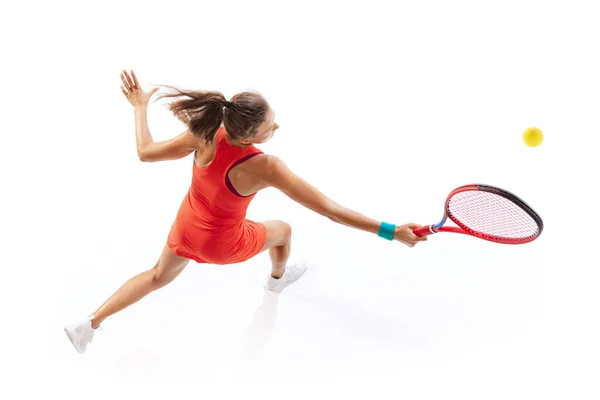 Top View Portrait Woman Professional Tennis Player Returning Ball Training — Photo