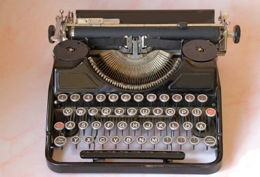 Daktilo, daktilo tuşları, mektuplar, alfabe, vintage, retro, siyah daktilo ekipmanları