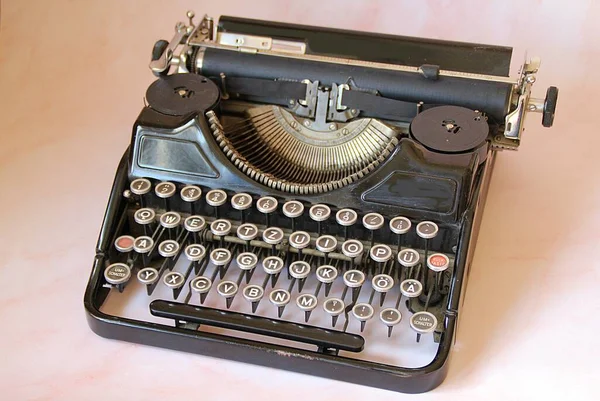Γραφομηχανή Κλειδιά Γραφομηχανής Γράμματα Αλφάβητο Vintage Retro Μαύρο Εξοπλισμό Γραφομηχανής — Φωτογραφία Αρχείου