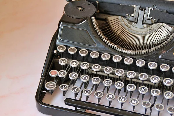 Γραφομηχανή Κλειδιά Γραφομηχανής Γράμματα Αλφάβητο Vintage Retro Μαύρο Εξοπλισμό Γραφομηχανής — Φωτογραφία Αρχείου