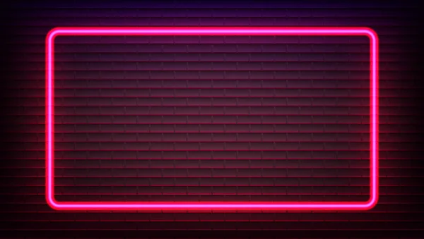 Pink Brick Wall With Rectangular Neon Light — Stock Vector