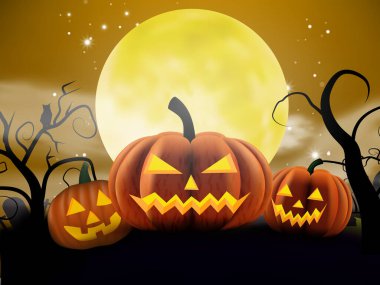 Korkunç Cadılar Bayramı. Ay Altında Balkabakları