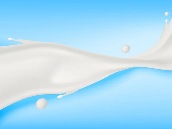 Realistické lití mléka a šplouchání na bílém — Stockový vektor