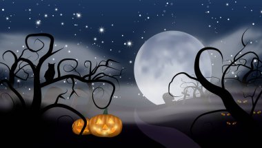 Korkunç Gece Arkaplanı. Balkabakları ve Şeytani Gözler