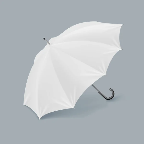 Realistic 3D White Umbrella Parasol For Branding — Stock Vector