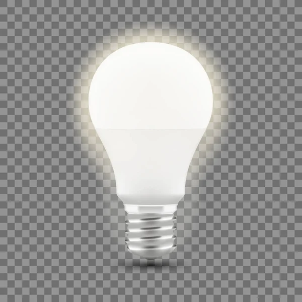 3D LED Light Bulb With Shadow On White Background — Stock Vector
