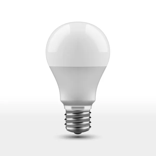 3D LED Light Bulb With Shadow On White Background — Stock Vector