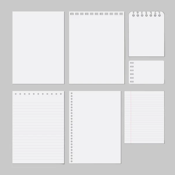 Various White Clear Sheets Of Papers With Shadows — Stock Vector