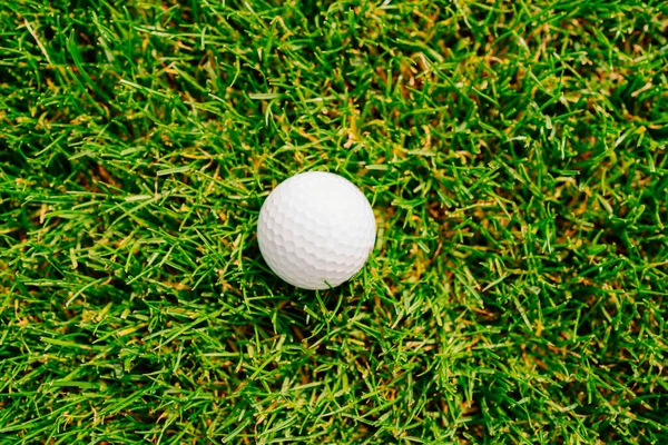 Bola de golfe na grama verde. clube de campo para golfistas. — Fotografia de Stock