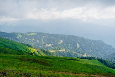 Sıcak yaz havasında güzel dağ manzarası. Yürüyüş ve dağcılık. 