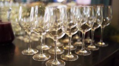 empty wine glasses on the table. tableware for banquets. Catering. 
