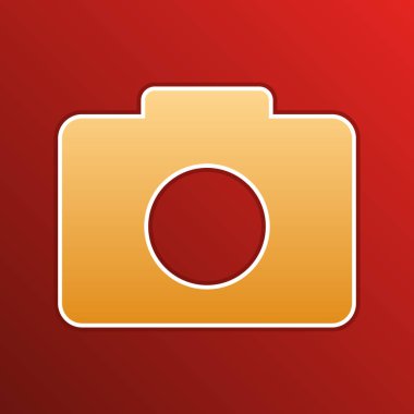 Dijital kamera işareti. Arkaplanda hatları olan altın gradyan simgesi. Görüntü.