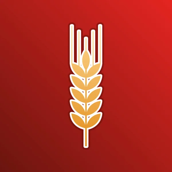 Wheat Sign Illustration Spike Spica Golden Gradient Icon Contours Redish — ストックベクタ