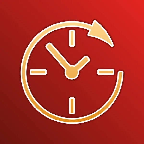 Wall Clock Support Golden Gradient Icon Contours Redish Background — Stockvektor