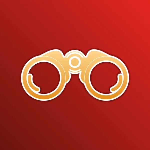 Binocular sign illustration. Golden gradient Icon with contours on redish Background. Illustration. — Wektor stockowy