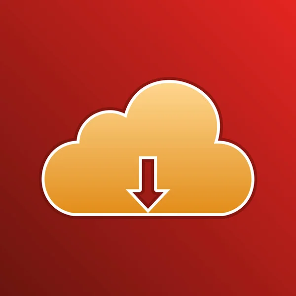 Cloud technology sign. Golden gradient Icon with contours on redish Background. Illustration. — Vettoriale Stock