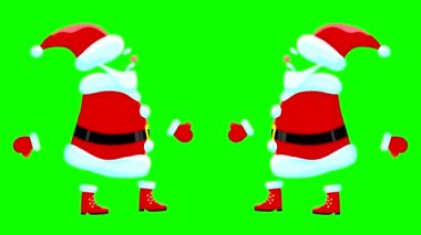 Yüzü olmayan Noel Baba yeşil arka planda iki farklı şekilde dans ediyor. Arkaplan kesimi için döngülü canlandırma.