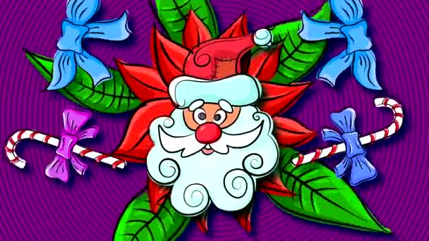 Festive Merry Background Christmas Characters Elements Looped Animation Santa Claus — Stock Video