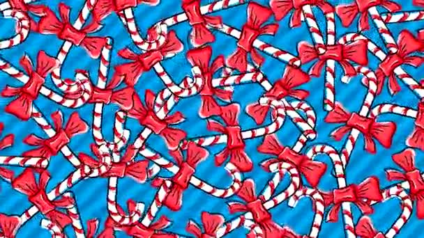 Abstract Background Christmas Items Animation Hand Drawn Candy Canes Red — стоковое видео