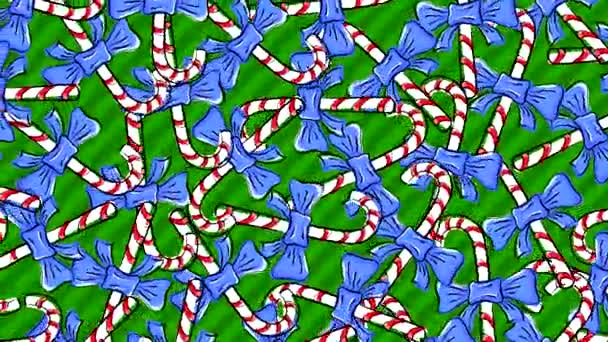 Abstract Background Christmas Items Animation Hand Drawn Candy Canes Blue — Stock Video