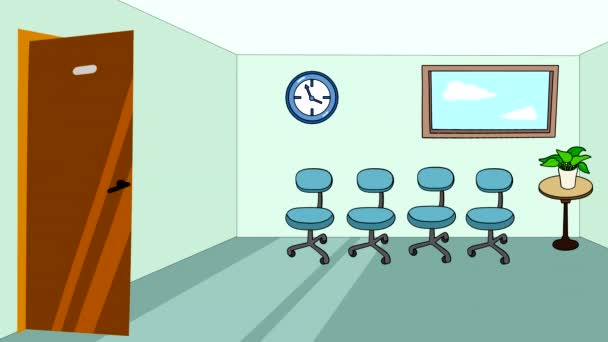 Man Cabinet Rejoices Jumping Leaves Looped Animation Drawn Character Office — Stock Video