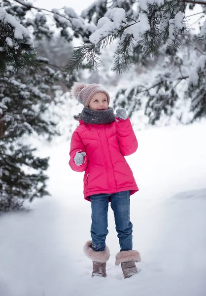 Child Winter Little Girl Playing Winter Beautiful Winter Child Portrait — Stock Photo, Image