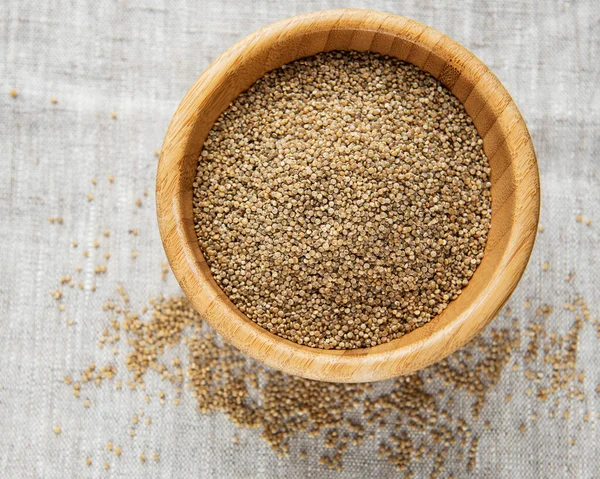 White Quinoa Seeds Old Textile Background — Fotografia de Stock