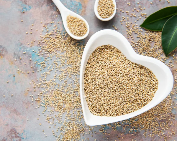 White Quinoa Seeds Old Concrete Background — Fotografia de Stock