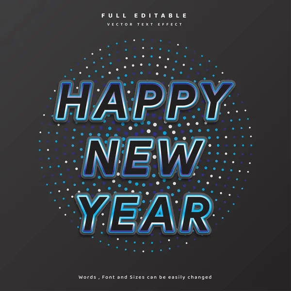 Moderne Frohes Neues Jahr Texteffekt Dunkle Farbe Mit Kreis Hintergrund — Stockvektor