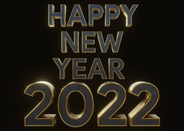 Feliz Ano Novo 2022 Design Folheto Texto Fundo Isolado Preto — Fotografia de Stock
