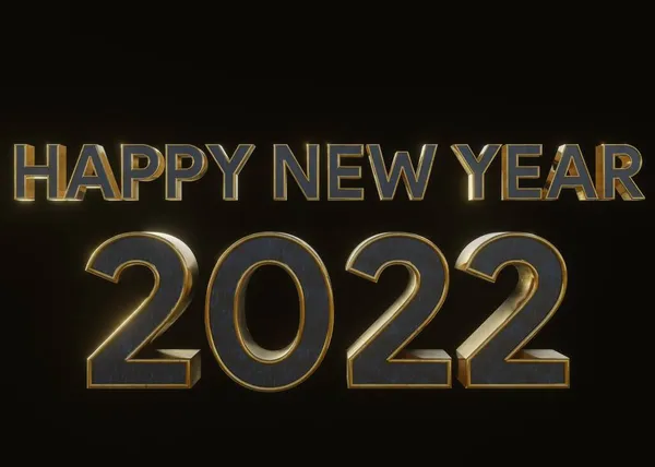 バナーやポスターやチラシのためのグラフィックブラック隔離された背景に2022年の新年のテキストフライヤーのデザイン 休日のコンセプト 3Dイラストレンダリング — ストック写真