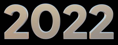 Mutlu yıllar 2022 metin 3d gümüş siyah izole edilmiş arka plan. Yeni yılın kutlu olsun 2022 Siyah soyutlanmış arka plan. 3d illüstrasyon oluşturma