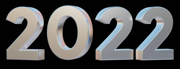 Ευτυχισμένο Νέο Έτος 2022 Κείμενο Ασήμι Μαύρο Απομονωμένο Φόντο Καλή — Φωτογραφία Αρχείου