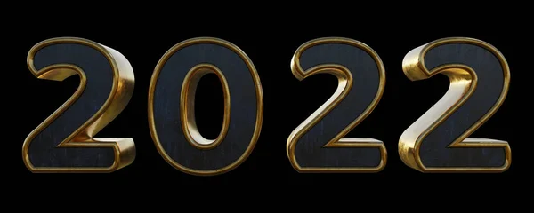 Feliz Año Nuevo 2022 Texto Textura Oro Con Fondo Negro —  Fotos de Stock